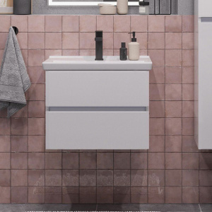 Тумба с раковиной SanStar Велья 50 подвесная, белая, раковина Sanita luxe Fest 50