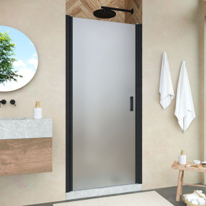 Душевая дверь в нишу Vegas Glass EP Novo 85 02М 10 профиль черный матовый, стекло сатин