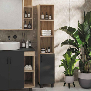 Шкаф-пенал Grossman Флай 30 R, дуб сонома, серый