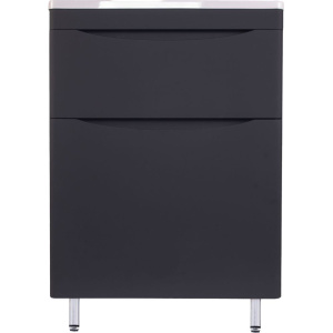 Тумба с раковиной Style Line Бергамо Мини 60 Люкс Plus напольная, антискрейтч черная