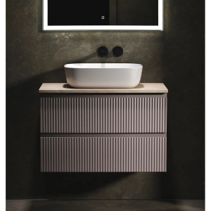 Тумба с раковиной Sancos Snob R 80 см, doha soft, столешница бежевая, раковина CN6008