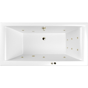 Акриловая ванна WHITECROSS Savia Duo LINE 170x80 см, с гидромассажем, с каркасом, со сливом-переливом, фурнитура бронза