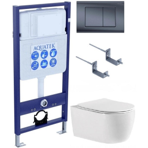 Комплект унитаз с инсталляцией, кнопкой и сиденьем Aquatek Standart Set AQUATEK ЕВРОПА T-033 4в1
