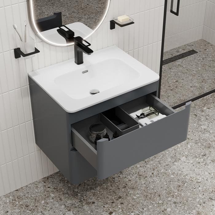 Купить Мебель для ванной IDDIS Edifice 60 подвесная, темно-серая в Москве с доставкой Мебель для ванной IDDIS Edifice 60 подвесная, темно-серая