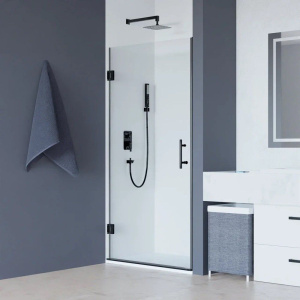 Душевая дверь в нишу RGW Hotel HO-011-B 700х1950 профиль черный, стекло прозрачное