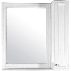 Зеркало ASB-Woodline Берта 85 со шкафом, белое, патина серебро