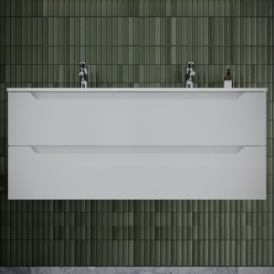 Тумба с раковиной Sancos Norma 2.0 двойная 120 см, белый глянец