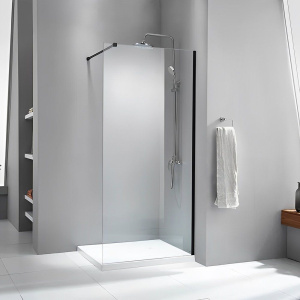 Душевая перегородка Parly Т100В 100x190, профиль черный, стекло прозрачное