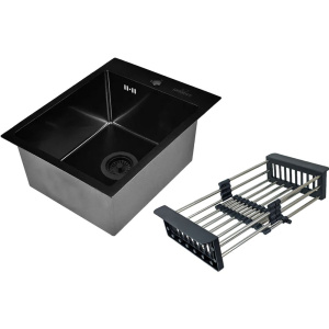 Мойка кухонная Wisent 4050B с PVD покрытием, с коландером, графит