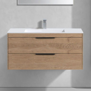 Тумба с раковиной Vincea Chiara 2D 100, 2 ящика, натуральный дуб, с белой раковиной Тумба с раковиной Vincea Chiara 2D 100, 2 ящика, натуральный дуб, с белой раковиной