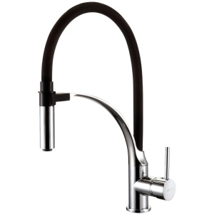 Смеситель для кухни Lemark Soul LM6007C с гибким изливом, хром, черный