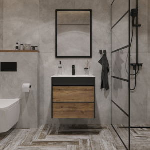 Мебель для ванной STWORKI Гриндстед 60, дуб таксония, антрацит матовый