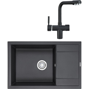 Комплект Мойка кухонная Granula 7805, черный + Смеситель 2088, черный Комплект Мойка кухонная Granula 7805, черный + Смеситель 2088, черный