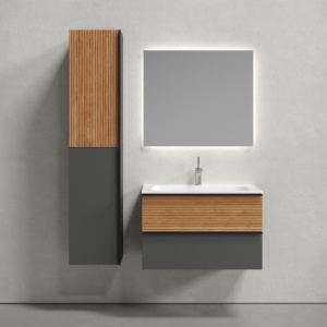 Мебель для ванной Sancos Delta 80 дуб красный, графит