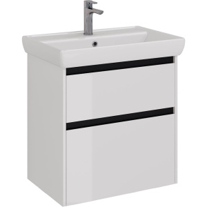 Тумба с раковиной Lemark Combi 70 черная, белая глянцевая Тумба с раковиной Lemark Combi 70 черная, белая глянцевая