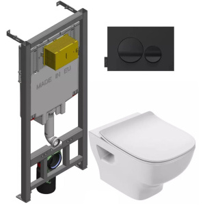 Комплект унитаз с инсталляцией, кнопкой и сиденьем Jacob Delafon Struktura E21750RU-00