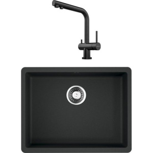 Комплект Мойка кухонная Omoikiri Kata 54-U-BL черная + Смеситель Nagano PVD-GM вороненая сталь Комплект Мойка кухонная Omoikiri Kata 54-U-BL черная + Смеситель Nagano PVD-GM вороненая сталь
