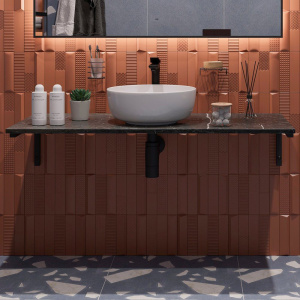 Столешница с раковиной DIWO Элиста 120 чёрный мрамор, с раковиной Moduo 40 RING Столешница с раковиной DIWO Элиста 120 чёрный мрамор, с раковиной Moduo 40 RING