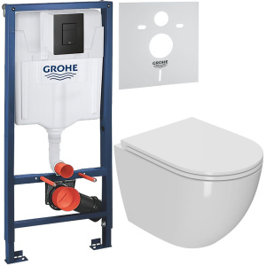 Комплект Унитаз подвесной Bauedge Bau Dream безободковый, с микролифтом, белый + Инсталляция Grohe Solido 38811KF0 3 в 1 с кнопкой смыва + Шумоизоляция Комплект Унитаз подвесной Bauedge Bau Dream безободковый, с микролифтом, белый + Инсталляция Grohe Solido 38811KF0 3 в 1 с кнопкой смыва + Шумоизоляция