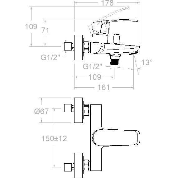 Купить Смеситель для ванны с душем Ramonsoler New Fly 570502S в Москве с доставкой Смеситель для ванны с душем Ramonsoler New Fly 570502S