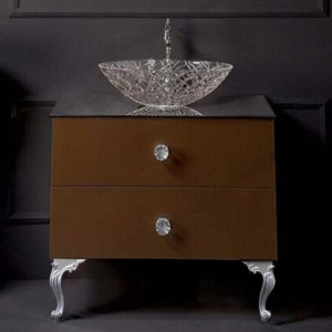 Тумба с раковиной Armadi Art NeoArt 80, шоколад с ручками Crystal хром, с ножками