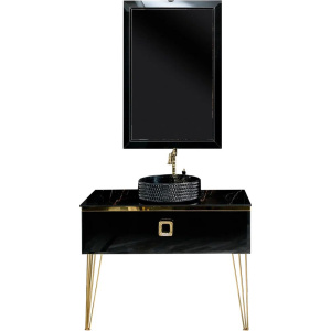 Мебель для ванной Armadi Art Lucido 100 черная глянцевая, раковина 817-B, ножки золото Мебель для ванной Armadi Art Lucido 100 черная глянцевая, раковина 817-B, ножки золото