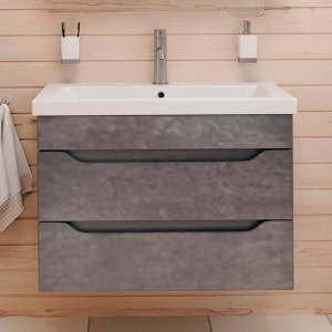 Тумба с раковиной Emmy Стоун 80 подвесная, серый бетон