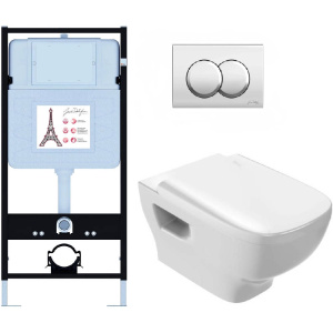 Комплект унитаз с инсталляцией, кнопкой и сиденьем Jacob Delafon Struktura EDE103-00