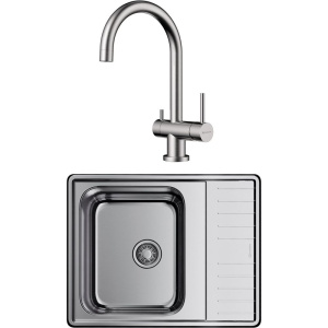 Комплект Мойка кухонная Omoikiri Sagami 63 + Смеситель Yamada BN нержавеющая сталь