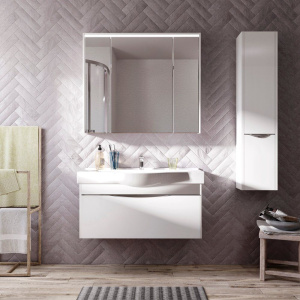 Мебель для ванной STWORKI Хельсинки 100, белая, подвесная, в современном стиле, российская (гарнитур, комплект)