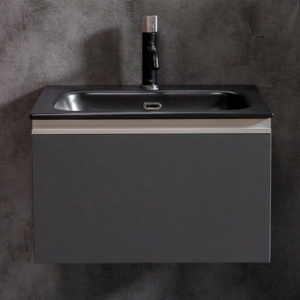 Тумба с раковиной Armadi Art Vallessi 60 антрацит матовая, с черной раковиной Тумба с раковиной Armadi Art Vallessi 60 антрацит матовая, с черной раковиной