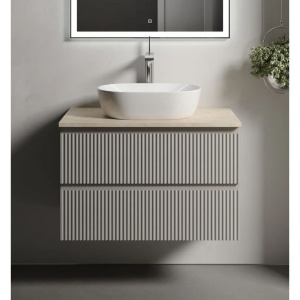 Тумба с раковиной Sancos Snob R 80 см, beige soft, столешница бежевая, раковина CN5010