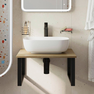 Столешница с раковиной DIWO Элиста 60 светлое дерево, с раковиной Moduo 50 Square Столешница с раковиной DIWO Элиста 60 светлое дерево, с раковиной Moduo 50 Square