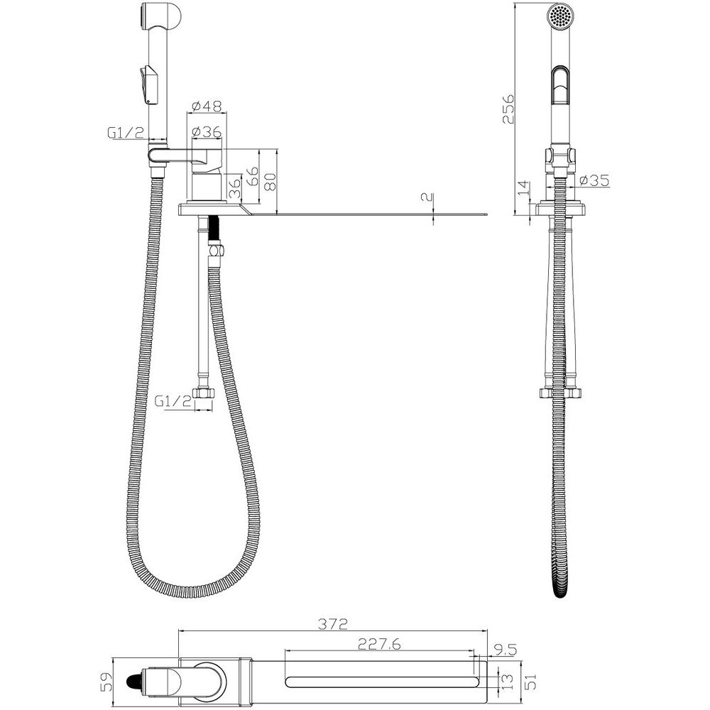 Гигиенический душ Rossinka X25-56 со смесителем, для установки на унитаз