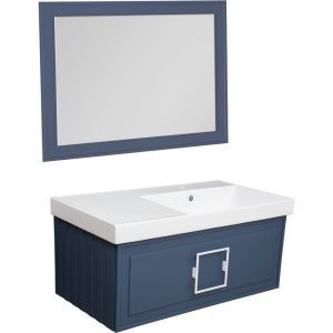 Мебель для ванной La Fenice Cubo 90 R синяя, ручка белая