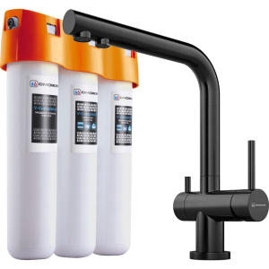 Комплект Смеситель Omoikiri Nagano PVD-GM вороненая сталь + Фильтр Pure Drop Lite