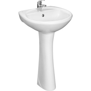 Раковина Santeri Соната 50 на одно отверстие, с пьедесталом Раковина Santeri Соната 50 на одно отверстие, с пьедесталом