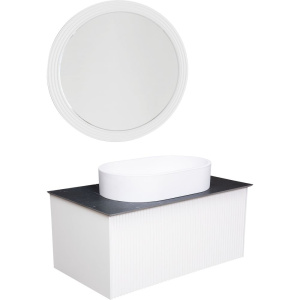 Мебель для ванной La Fenice Terra 80 белая, черная столешница, матовая раковина