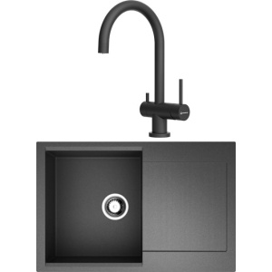 Комплект Мойка кухонная Omoikiri Daisen 78-BL черная + Смеситель Yamada P-BL черный