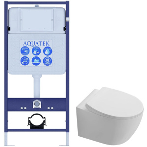 Комплект унитаз с инсталляцией и сиденьем микролифт Aquatek Сириус SET AQUATEK СИРИУС безободковый Комплект унитаз с инсталляцией и сиденьем микролифт Aquatek Сириус SET AQUATEK СИРИУС безободковый