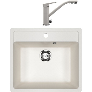 Комплект Мойка кухонная Ulgran U-104 -341 ультра-белая + Смеситель U-010 -331 белый