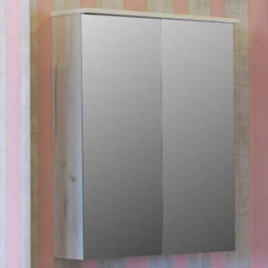 Зеркало-шкаф Sanflor Чикаго 75, дуб крафт белый, с подсветкой