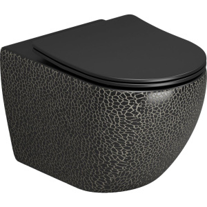 Унитаз подвесной Grossman Color GR-4411BBLS безободковый, с микролифтом, черный с текстурой крокодила Унитаз подвесной Grossman Color GR-4411BBLS безободковый, с микролифтом, черный с текстурой крокодила