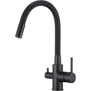 Смеситель для кухни D-lin D159315-4A с гибким изливом, черный