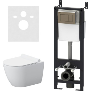 Комплект Damixa Apollo DX22.IS10151.1700 с безободковым унитазом, кнопка смыва хром глянцевая Комплект Damixa Apollo DX22.IS10151.1700 с безободковым унитазом, кнопка смыва хром глянцевая