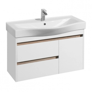 Тумба с раковиной Aquaton Нортон 100 1A2490K0NT010 белый глянец, дуб эндгрейн