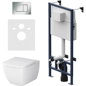 Комплект AM.PM Gem IS70251.901701 FlashClean с сиденьем микролифт, кнопка смыва хром глянцевая