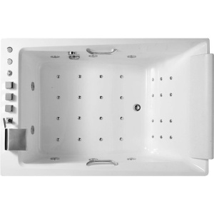 Акриловая ванна Orans OLS-BT65105 L 180x120 см, с гидромассажем, с каркасом, с экранами, со сливом-переливом, со смесителем, с подголовником, для двои