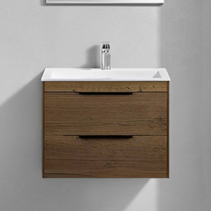 Тумба с раковиной Vincea Chiara 2D 60, 2 ящика, дуб табак, с белой раковиной