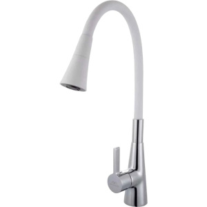 Смеситель для кухни Fashun A4153+B13 с гибким изливом, хром, белый